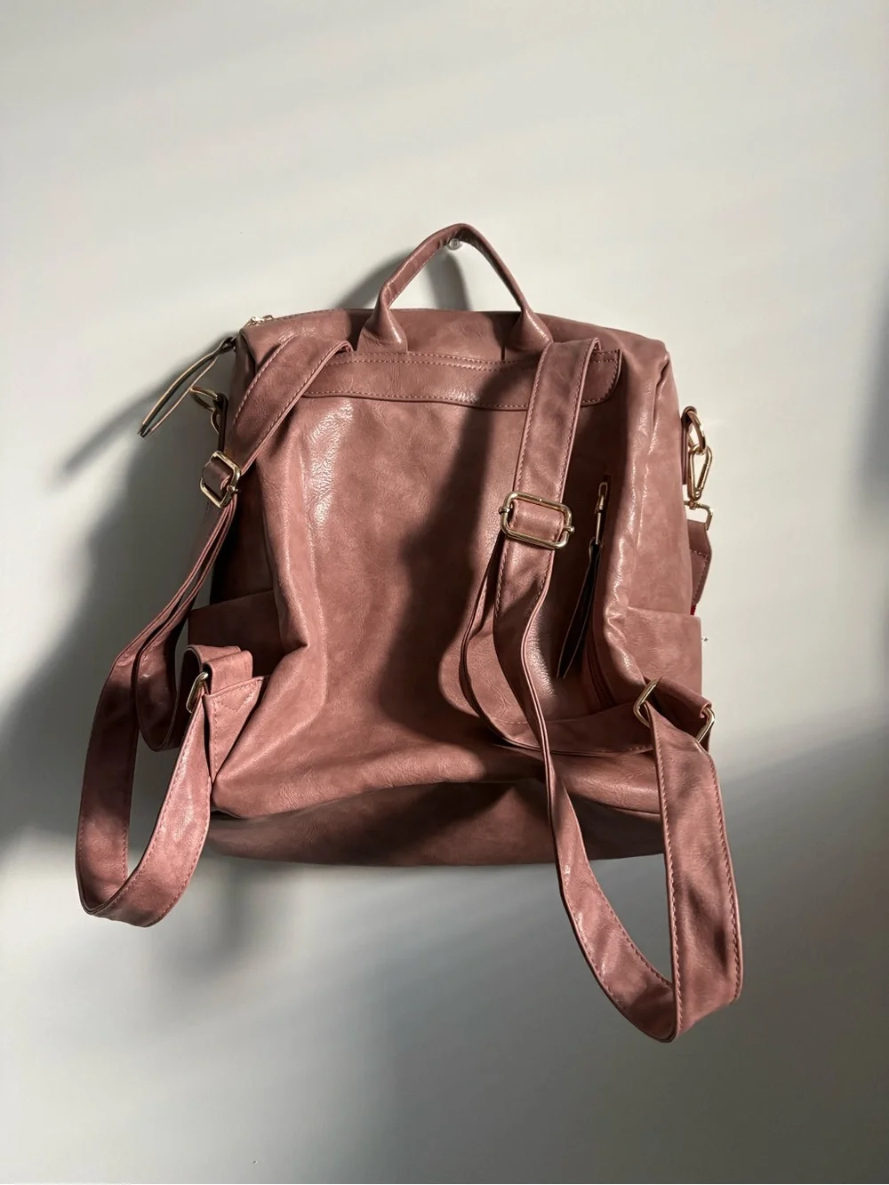 Dusty Rose Women’s Backpack with Colorful Strap